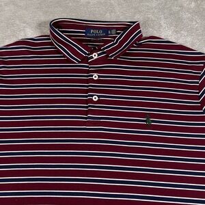 Polo Ralph Lauren Shirt Mens XL Maroon Blue White Striped Custom Slim Fit Preppy